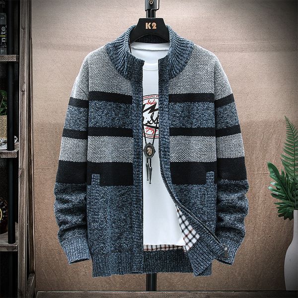 

men's jackets autumn korean oneck men thick sweaters with velvet men's cardigan knitted sweatercoats patchwork jacket male m3xl ll, Black;brown