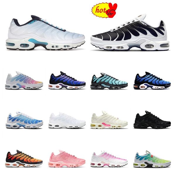 

2022 sandals tn plus running shoes mens sunset black white volt glow hyper pastel blue oreo voitage purple women breathable sneaker trainer