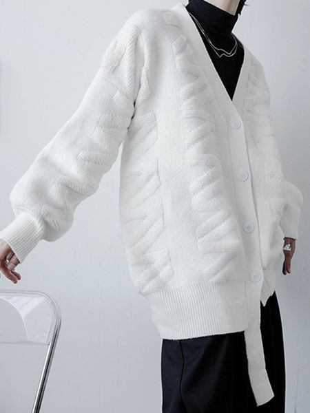

men's jackets iefb mens oversize blue cardigan sweater korean trend design asymmetric towel embroidery loose single breast v collar swe, Black;brown