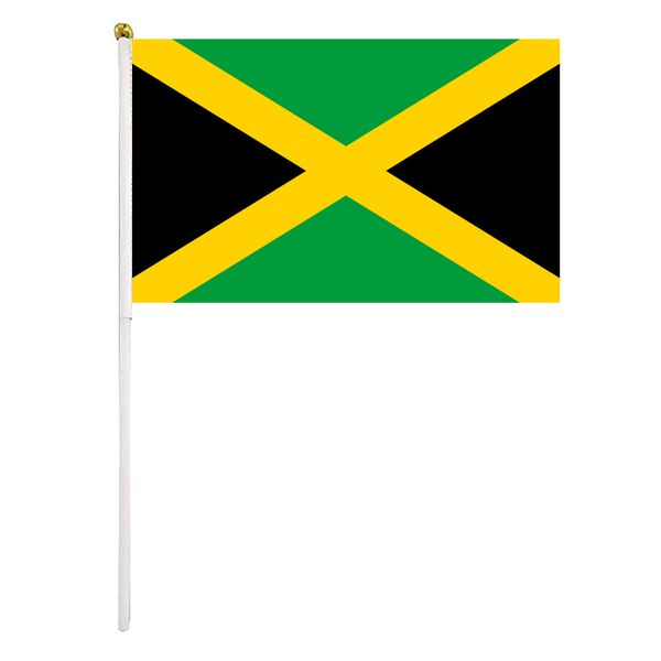 

jamaica flag jamaican hand waving flags 14x21 cm polyester country banner with plastic flagpoles for parades sports events festival celebrat
