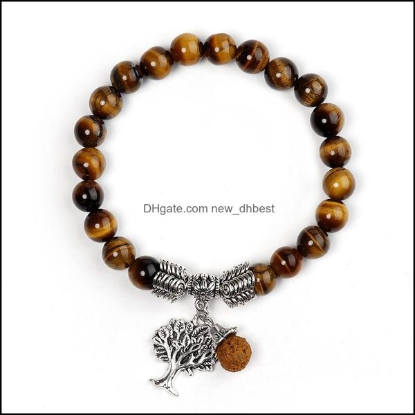 

beaded strands jewelry bracelet stone beaded essential oil aromatherapy alloy tree of life jewelrys drop delivery 2021 bracelets newd dhqsx, Black