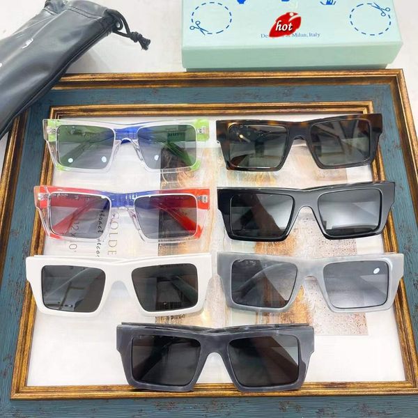 

hip-hop square sunglasses women men off notch hole design white sun glasses blue ladies vintage shados eyewear uv protection 9to43bjs, White;black