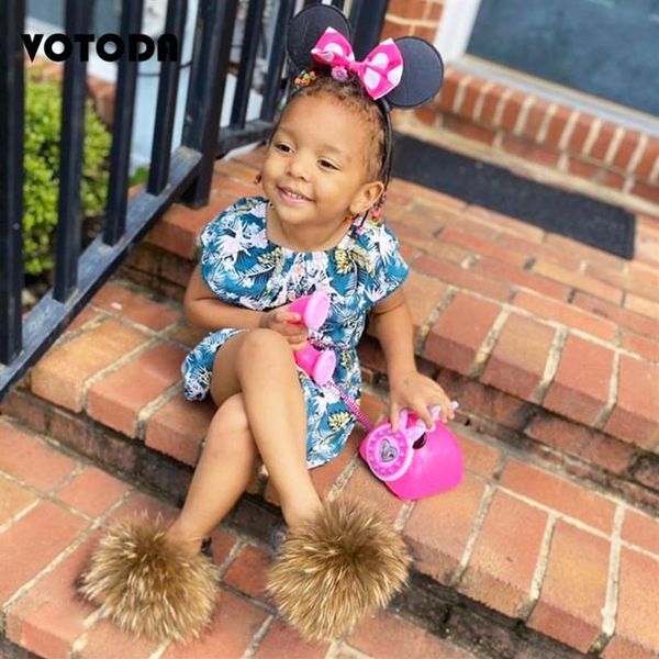 

fluffy fur slippers with strap kids real fur slides cute furry raccoon sandals flip flops summer children outdoor shoes244s, Black;grey