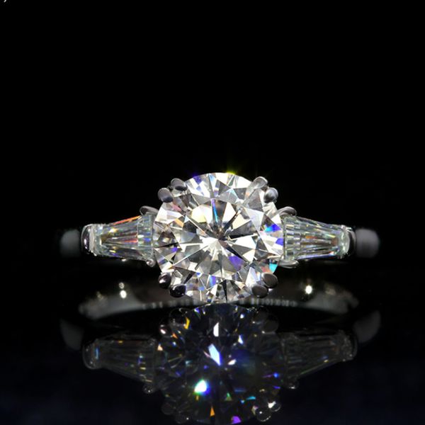 

solitaire ring double claw1.0ct 6.5mm round cut 10k 14k white gold moissan ring jewelry, Golden;silver