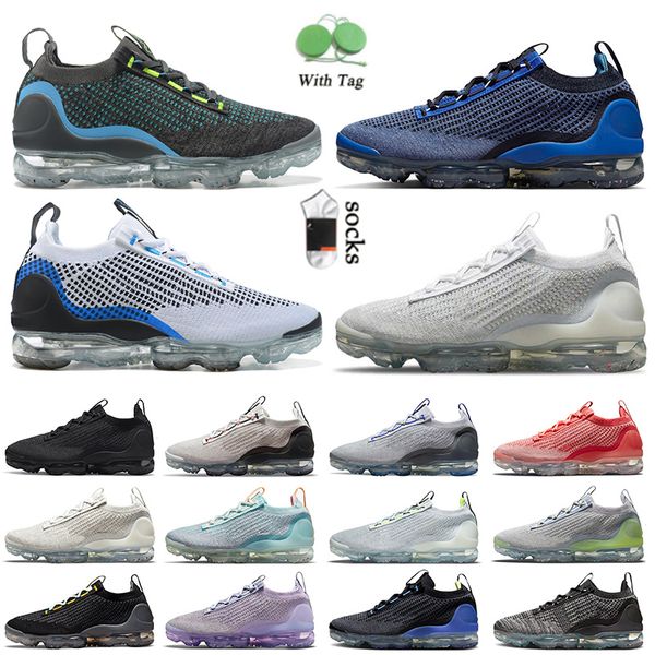 

vapourmx 2021 mens women luxurys running shoes with socks fly knit game royal grey teal triple black white oreo volt magic ember off designe