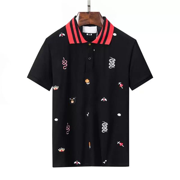 

designer mens golf polo shirts bee snake embroidery short sleeved shirts for men tshirts 2023 summer business shirt lapel button clothes., White;black