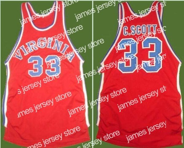 

basketball jerseys custom xxs-6xl vintage men #33 charlie scott white road retro home mesh fabric full embroidery size s-4xl or custom any n, Black;red