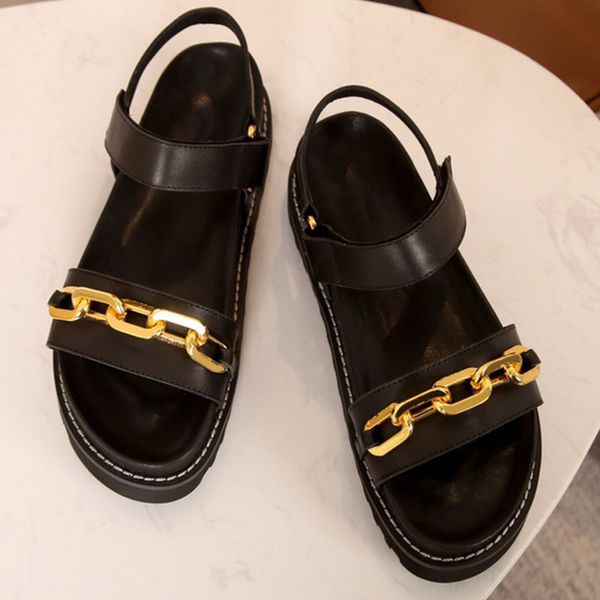 

popular sandal are loose and comfortable upper is made of imported first layer cowhide decorative buckle with brand logo to highlight brand, Black