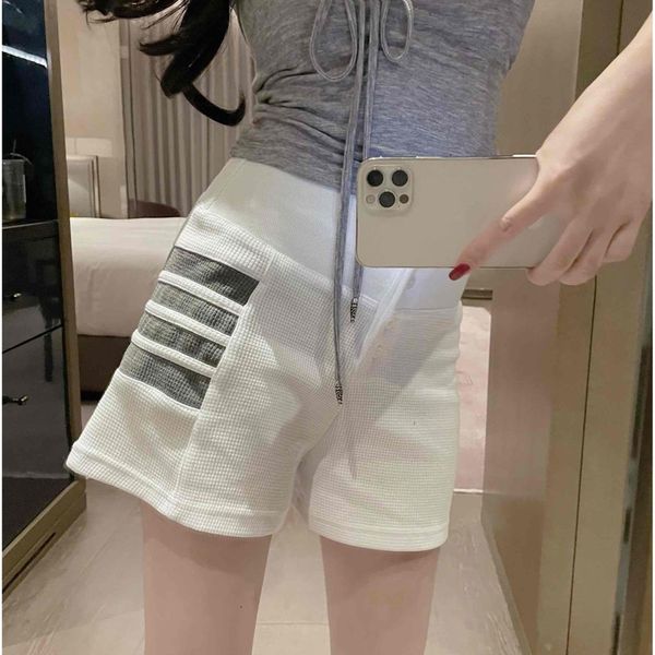 

women's shorts designer 22ss waffle loose high waist a-shaped wide leg high waist urban casual pants women vaae, White;black