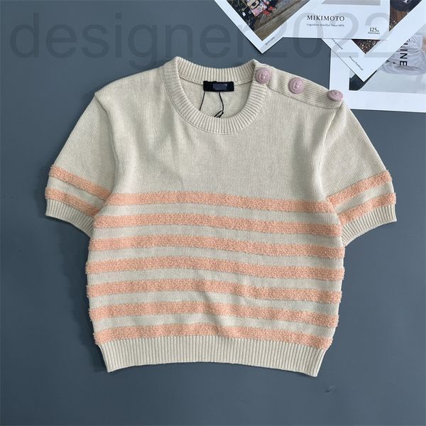 

women's sweaters designer color blocking t-shirt stripe short sleeve women summer fashion casual thin sweater vijb, White;black