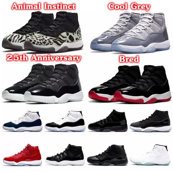 

11s jumpman basketball shoes for men women 11 cool grey animal instinct jubilee 25th anniversary bred concord cap and gown mens trainers out