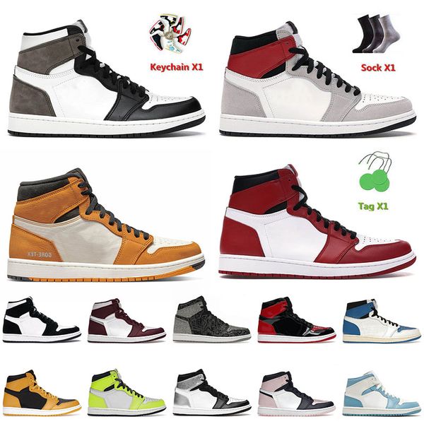 

2022 new arrival mens basketball jumpman shoes 1 1s dark mocha chicago carbon fiber patent green denim trainers sports sneakers 36-46
