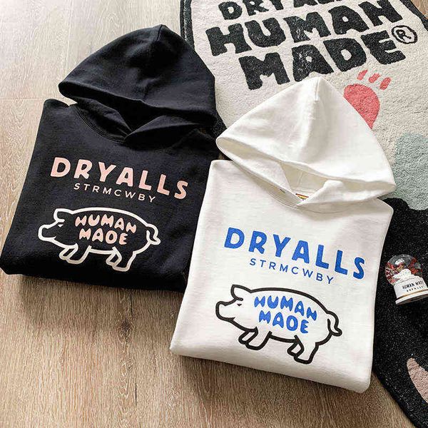 

men's hoodies sweatshirts human made hooded sweatshirt piglet print terry japanese men women 1 1human made casual pullover t220825, Black