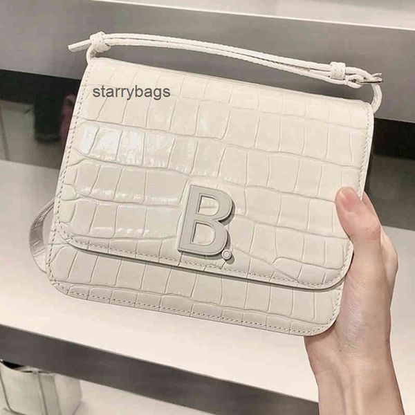 

explosive handbags balencigas fashion bags crossbody 2022 b-button beancurd hourglass leather organ small square alligator patternxsbn