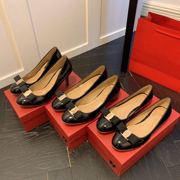 

designer women shoes patent leather bow-knot flat shoes luxury brands high heels metal buckle red wedding pumps banquet shoes ballet loafers, Black