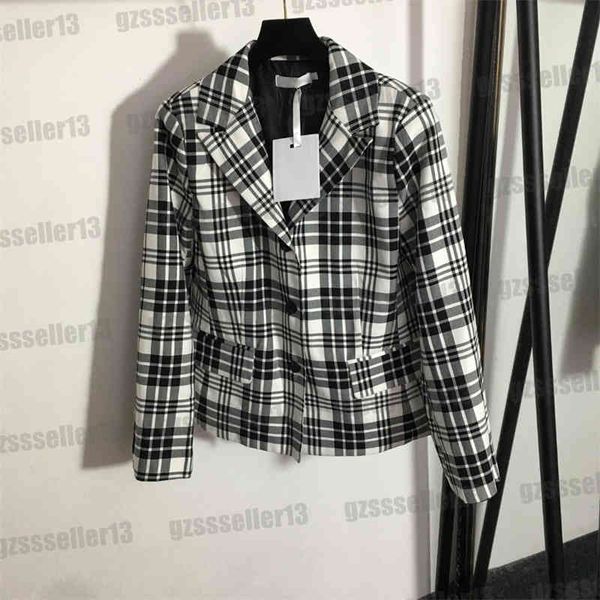 

luxury women jackets blazers dr logo check print slim fit blazer autumn classic style fashion brand womens designer jacket 0912, Black;brown