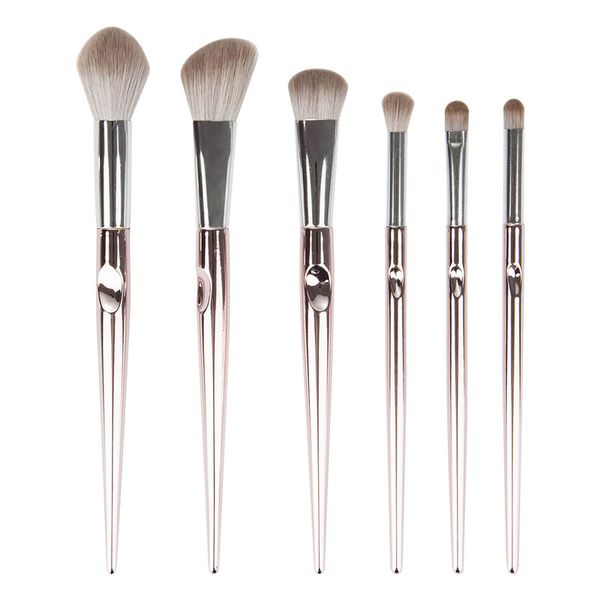 

fashion soft fiber makeup brushes 6 pcs set tools wholesale champagne color cosmetic brush kits