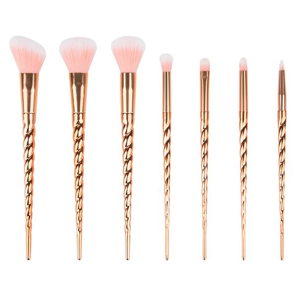

fashion girls makeup brush 7pcs set spiral shaped rose gold color gift cosmetic brushes tools
