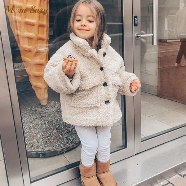 

coat fashion baby girl boy winter jacket thick lamb wool infant toddler child warm sheep like outwear cotton 1-8y a220826, Blue;gray