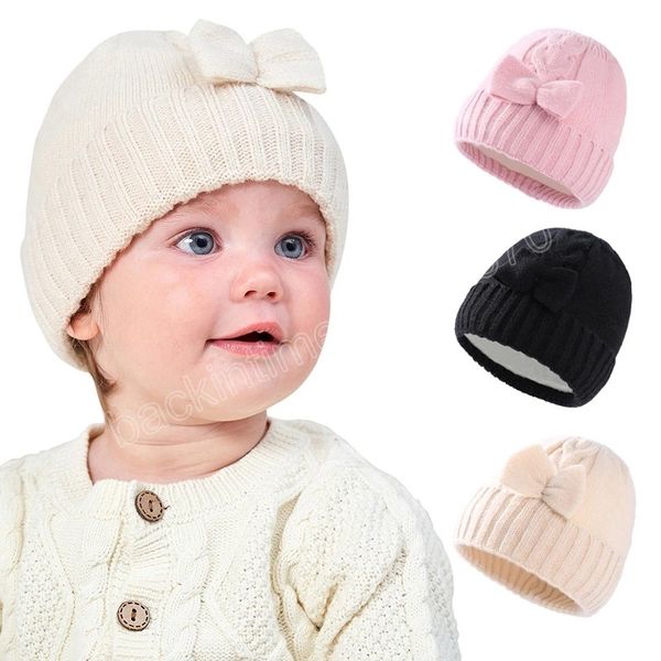 

winter baby girl hats sweet bows kids beanie knitted hat for girls infant bonnet toddler cap babies accessories baby stuff, Yellow