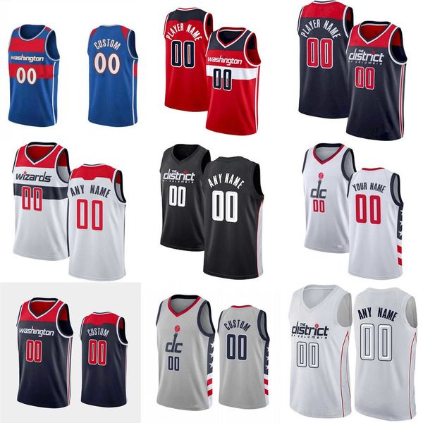 

75th basketball jerseys custom men washington''wizards''1 kentavious caldwell-pope 6 montrezl harrell 17 joel ayayi 3 br, Black;red