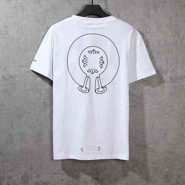 

luxury brand mens t shirts fashion ch men tees horseshoe cross designer tshirts summer classic man hip hop sweater sanskrit letter t-shirt, White;black