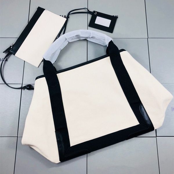 

navy totes shoulder bags fashion women cotton canvas handbag large canva tote bag leather handle come with small pouch wallet dustbag mother