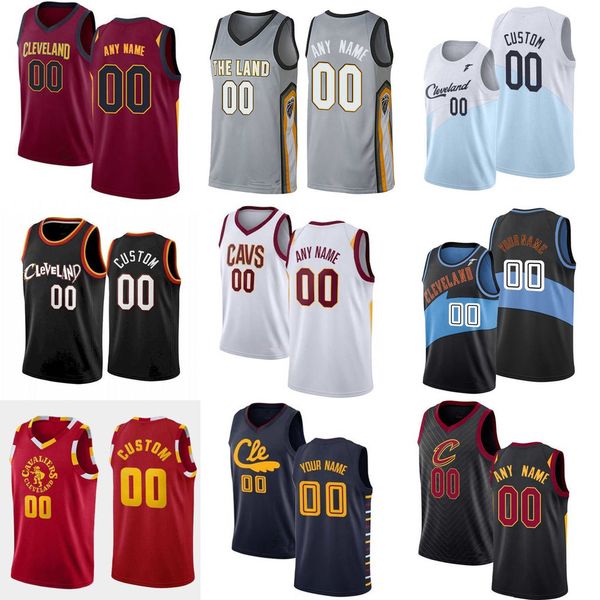 

75th basketball jerseys custom men women youth cleveland''cavaliers''lebron 23 james dean 32 wade dylan 9 windler rj 5 n, Black;red