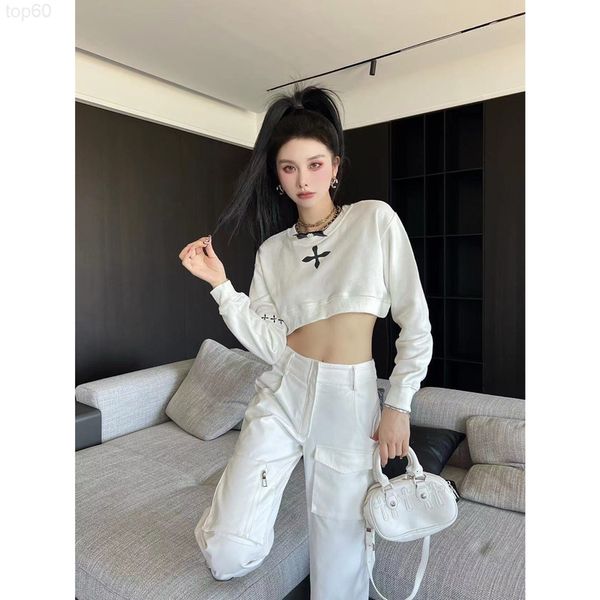 

women's tracksuits designer sk22ss early autumn new print pullover round neck sweater cross design short women a8ah, Gray