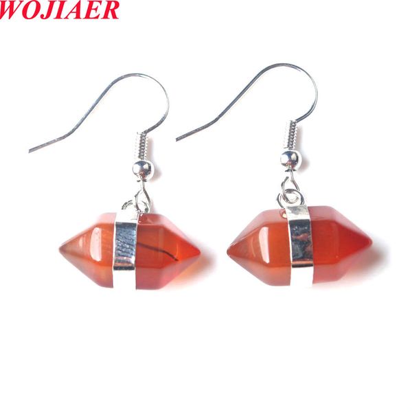 

wojiaer vintage hexagonal dangle natural sodalite turquoises stone earrings women girls charm family friends party jewelry gift bo991, Silver