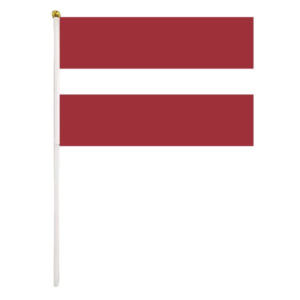 

latvia hand waving flags 14x21 cm polyester country banner with plastic flagpoles for parades sports events festival celebrations