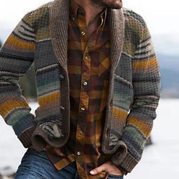 

men's jackets mens cardigan printed sweaters autumn warm christmas sweater men fashion printed jacket coat casual stand collar knitting, Black;brown