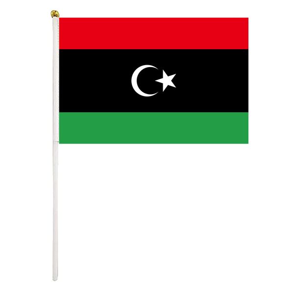

libya flag libyan hand waving flags 14x21 cm polyester country banner with plastic flagpoles for parades sports events festival celebrations