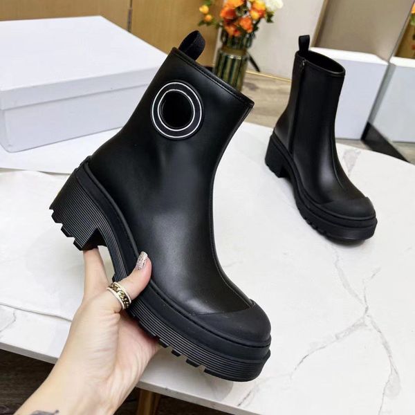 

fashion leather women boots shoes woman winter ankle designer size;35-41, Black
