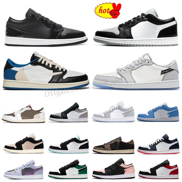 

new sandals fashion jumpman 1 low basketball shoes 1s wolf grey carbon fiber all-star arctic punch black toe fragment reverse mocha unc grey