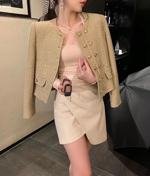 

cel2022 new women's autumn winter fashion suit jacket metal buckle designer logo tweed jacket casual spring coat cardigan birthday chri, Black;brown
