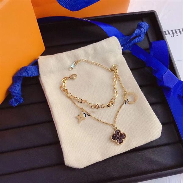 

woman bracelet fashion bracelets for man womens leather chain jewelry wristband good quality with box246a, Golden;silver