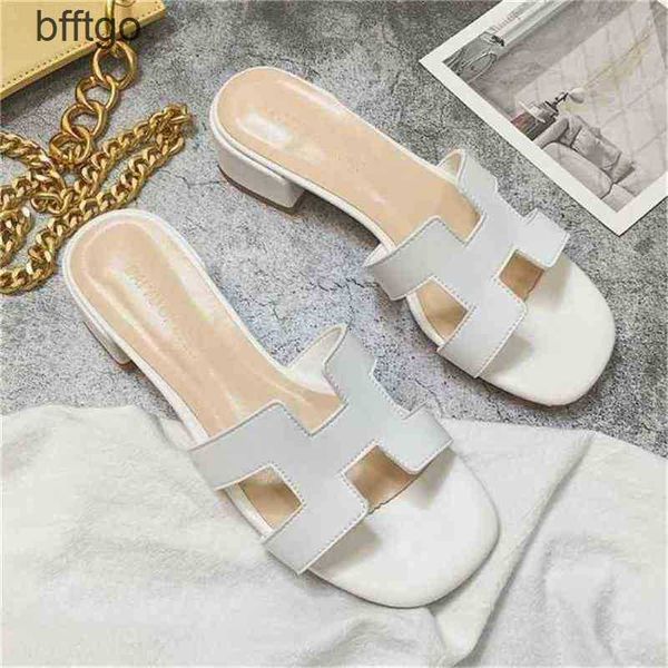 

designer herme slippers ins net fairy 60% red off tide sliders style white women wear fashion outside thick middle h have t5j2, Black