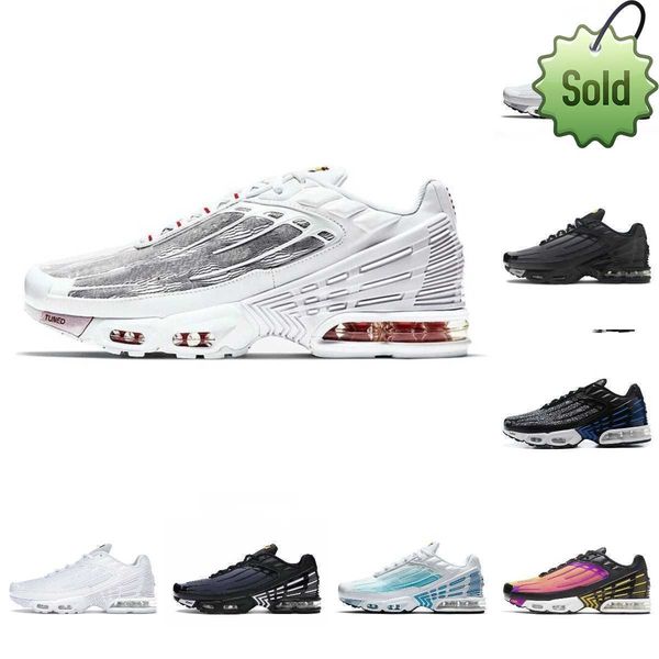 

summer sandals tn plus 3 tuned iii men sports shoes laser blue white leather tns requin obsidian hyper violet deep airs ghost green triple, Black