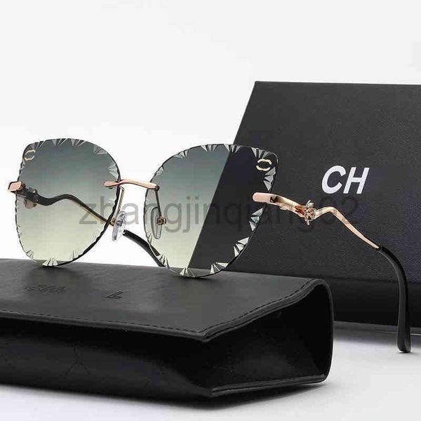 

designer channel sunglasses cycle luxurious fashion woman mens new personality trend frameless metal frame sun glasses, White;black