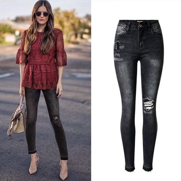 

plus size 44 stretch jeans high waist rise hip vintage denim girl, Blue