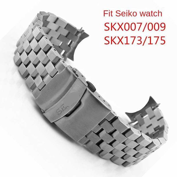 

watch band for seiko skx009 skx175 durable metal silver watch strap, Black;brown