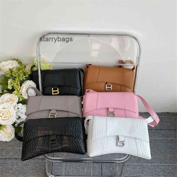 

explosive handbags balencigas fashion bags trend hourglass family autumn winter 2022 cowhide shape plain crocodile pattern diagonal cross wo