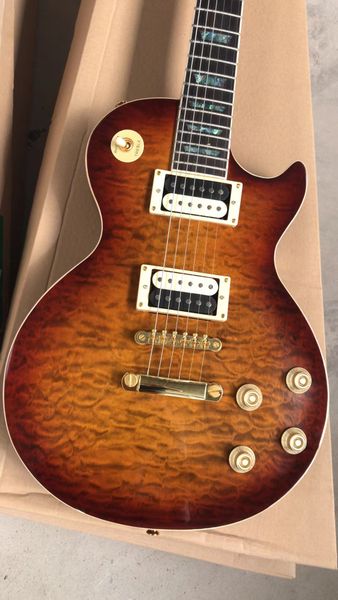 

6 string electric guitar quilted maple golden hardware delivery