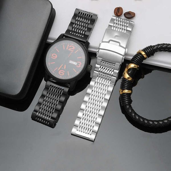 

metal watch band for fossil sport hybrid smartwatch collider strap, Black;brown