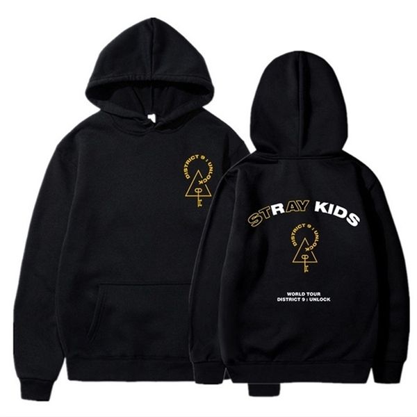 

men's hoodies sweatshirts stray kids district 9 unlock concert fashion hoodies cool fans long sleeve sweatshirts pullover hoodie 220826, Black