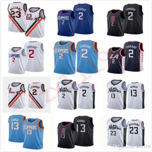 

braves 2 leonard paul 13 george basketball jersey ncaa lou 23 williams city blue llack white shirt, Black