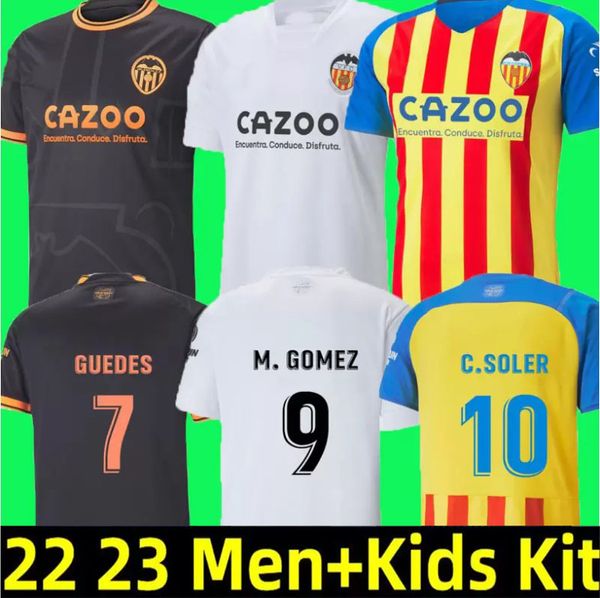 

22 23 valencia soccer jerseys camisetas de futbol gaya m.gomez men kids kit football shirts 2022 2023 rivero c.soler nico s.lino hugo duro h, Black;yellow