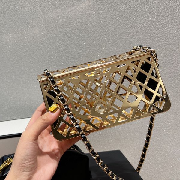

mini tote bags designer luxury designer handbag metal hollow chain bag cosmetics mobile phone the messenger change key
