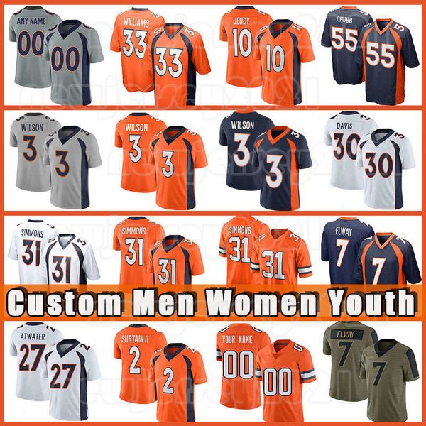 

3 russell wilson 2 patrick surtain ii football jerseys 10 jerry jeudy justin simmons denver javonte williams bradley chubb broncos peyton ma, Black;red